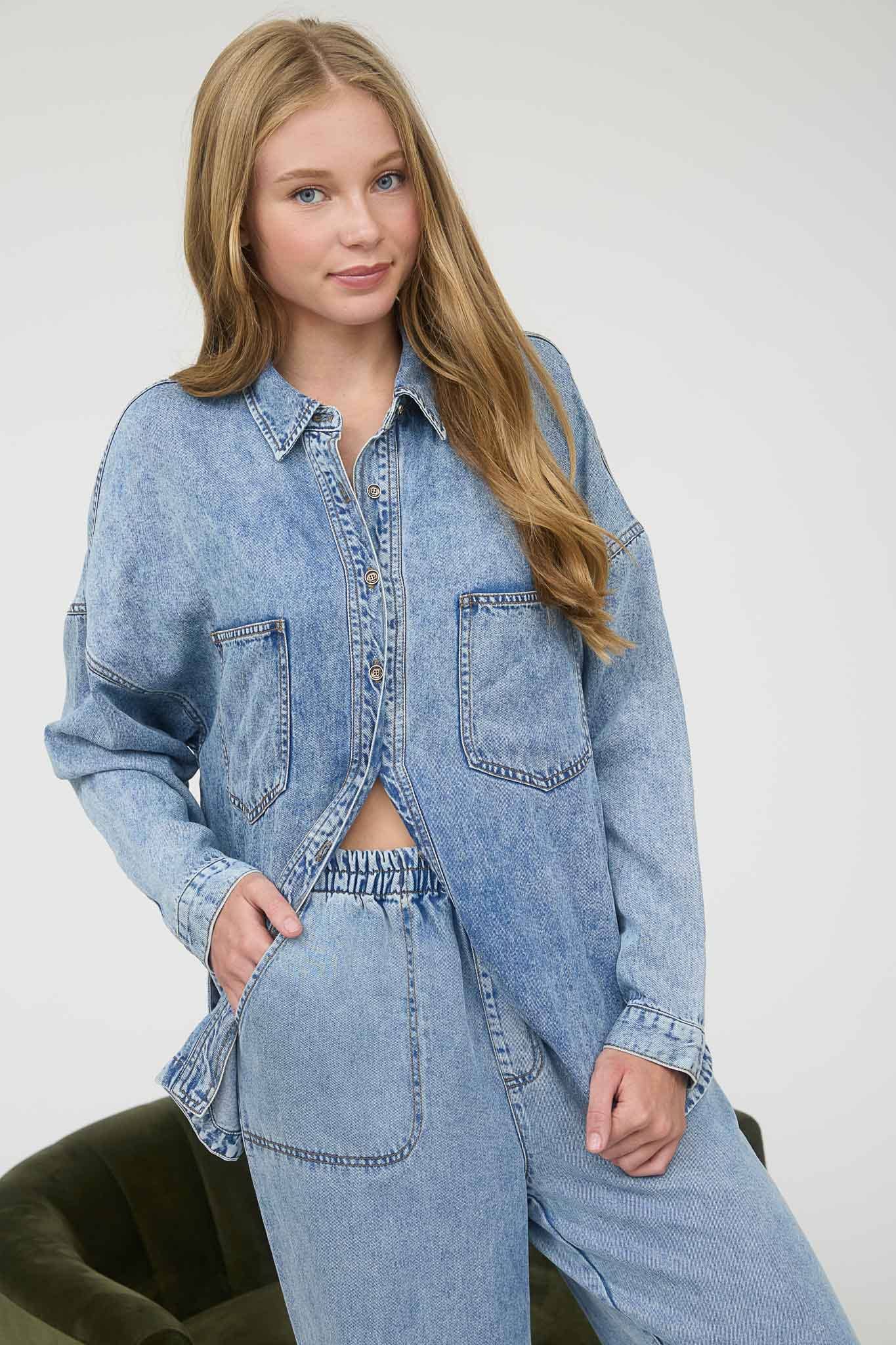 Buttoned Blues Top