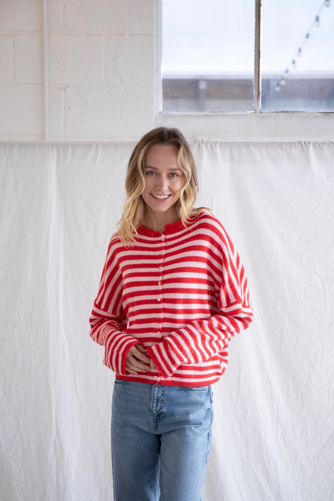 Piper Cardigan Pink & Red