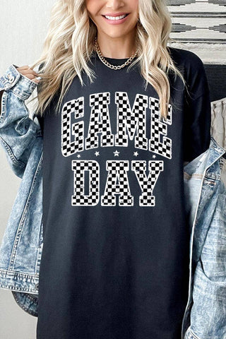 Checkered Game Day Graphic Heavy Cotton Tee Black