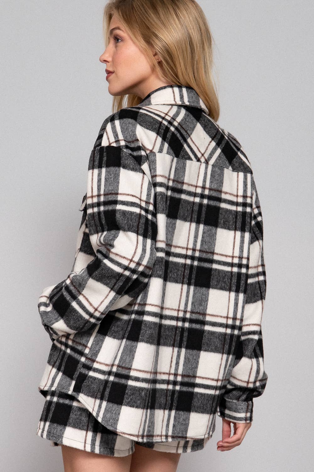 Luxe Plaid Wool Jacket Black