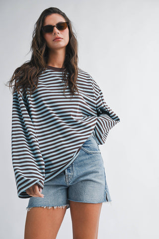 Sugar Stripe Long Sleeve Chocolate