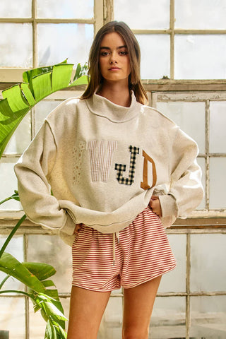 WWJD Embroidered Mock-Neck Sweatshirt