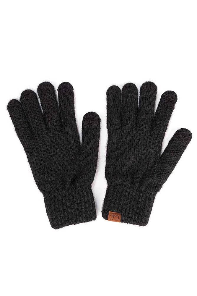 C.C Heather Knit Plain Gloves: Cacao