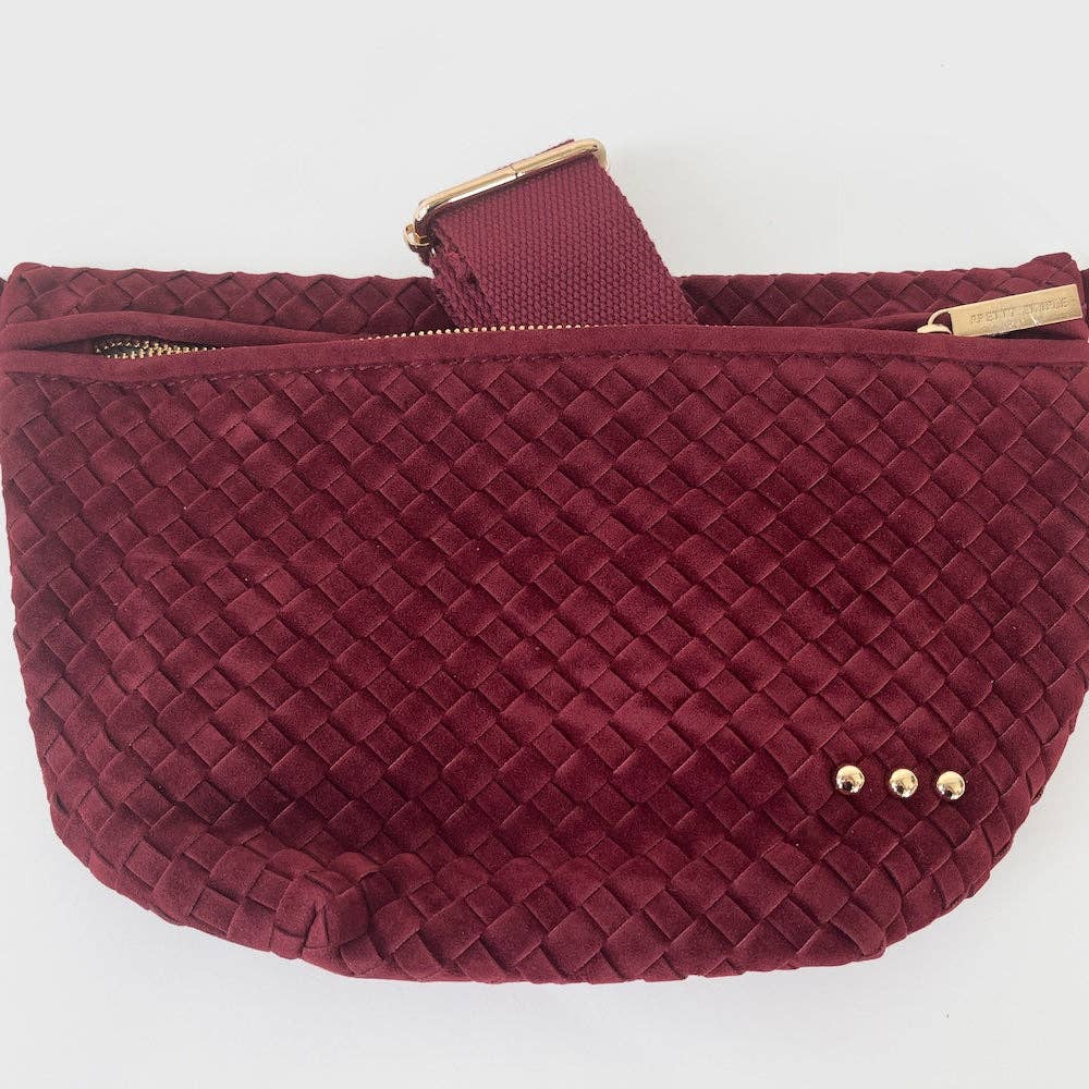 Suede Westlyn Woven Bum Bag: Suede Burgundy