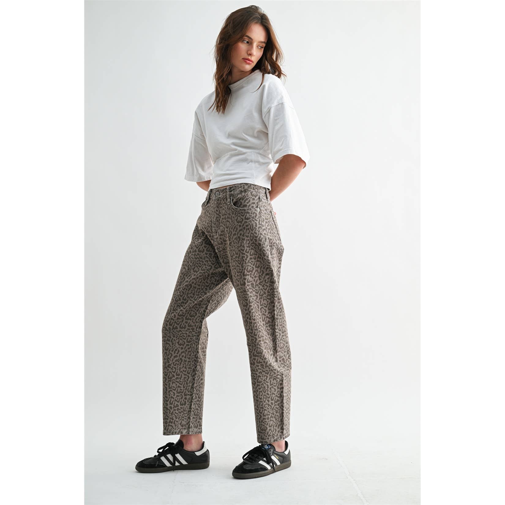 Smoky Leopard Barrel Jean