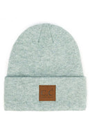 C.C Heather Knit Suede Patch Beanie Winter Hat: Cacao