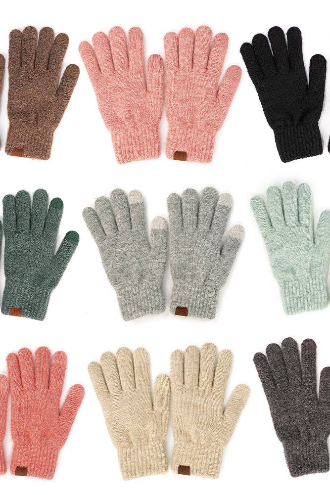 C.C Heather Knit Plain Gloves: Bubble Berry
