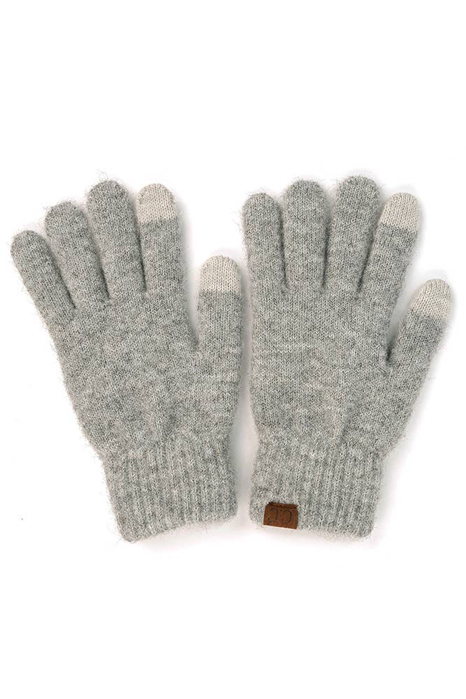 C.C Heather Knit Plain Gloves: Cacao
