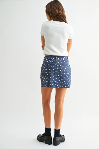 Poppy Polka Dot Denim Skort