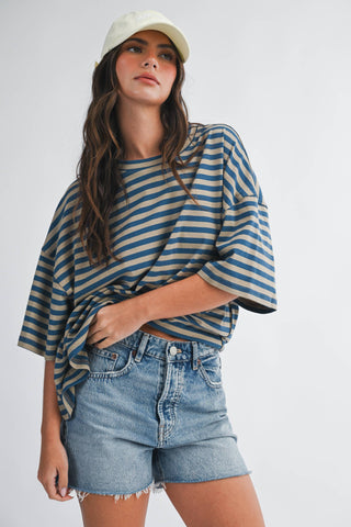 Sugar Stripe Tee: Rose