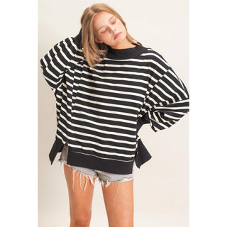 Cozy & Striped Mock Neck