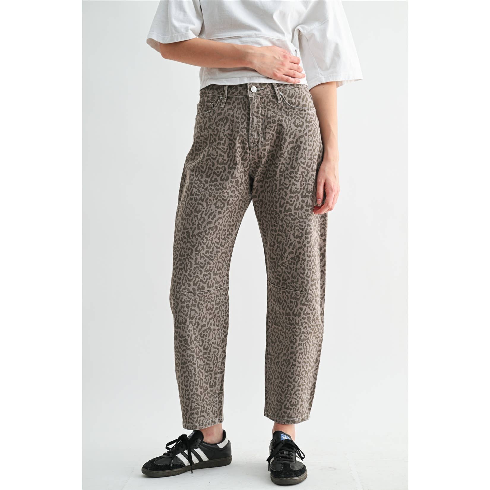 Smoky Leopard Barrel Jean