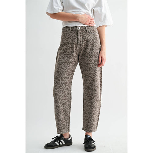 Smoky Leopard Barrel Jean