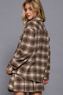 Luxe Plaid Wool Jacket Taupe
