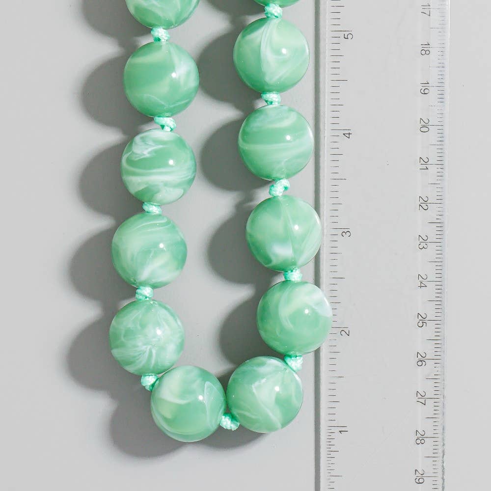 Large Marble Resin Beads Necklace Pink