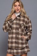 Luxe Plaid Wool Jacket Taupe