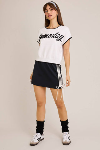 Varsity Bow Mini Skirt