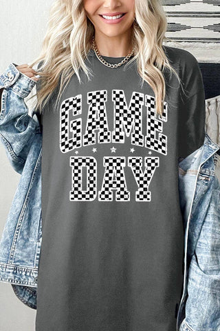 Checkered Game Day Graphic Heavy Cotton Tee Black