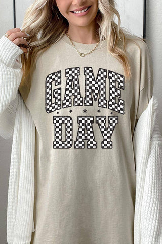 Checkered Game Day Graphic Heavy Cotton Tee Black