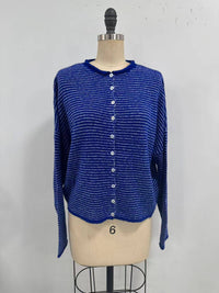 Piper Cardigan: Pin Striped Royal