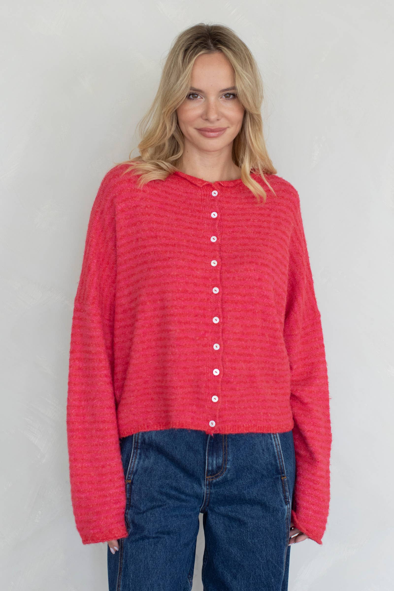 Piper Cardigan Mini Striped cherry