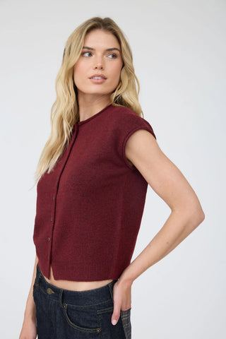 Posie Sleeveless Cardigan Burgundy