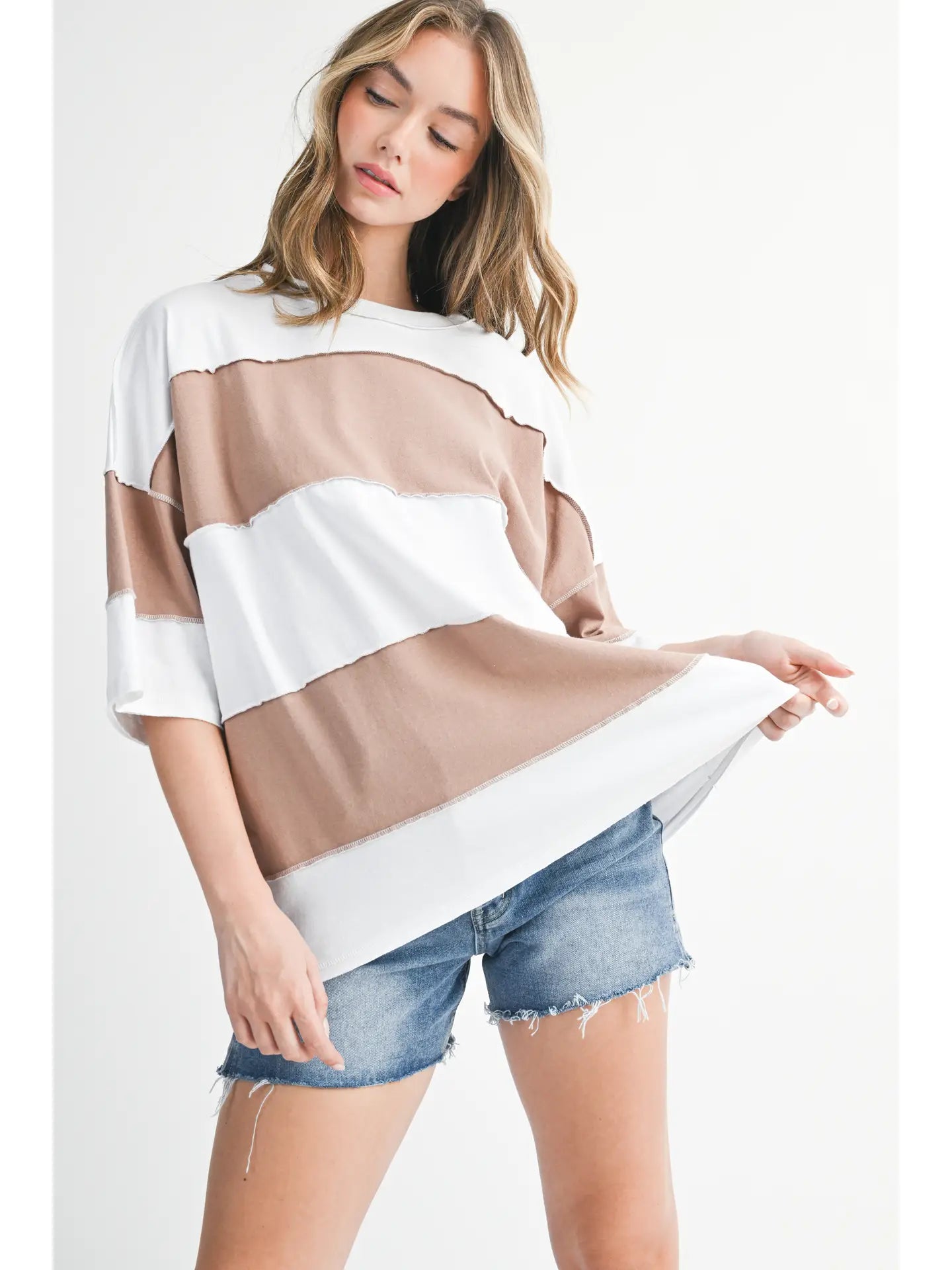 Polly Color Block Top Mocha