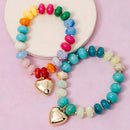 Heart Charm Mixed Marble Resin Bracelet