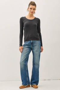 Essential Long Sleeve Dark Charcoal