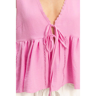 Sweet Whisper Tie Front Top