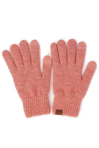 C.C Heather Knit Plain Gloves: Cacao