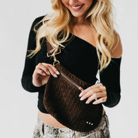 Suede Westlyn Woven Bum Bag: Suede Navy