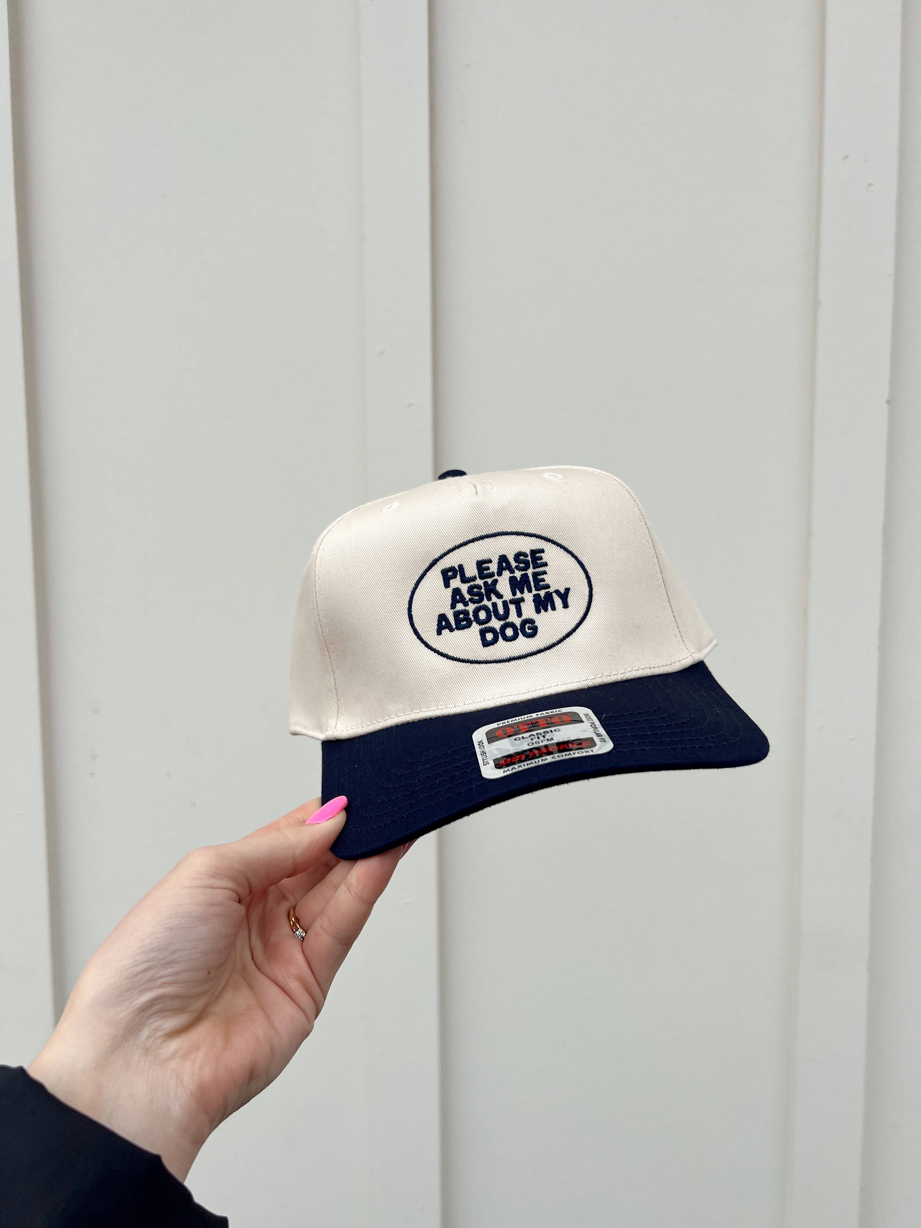 Please Ask Me About My Dog Embroidered Hat - Navy