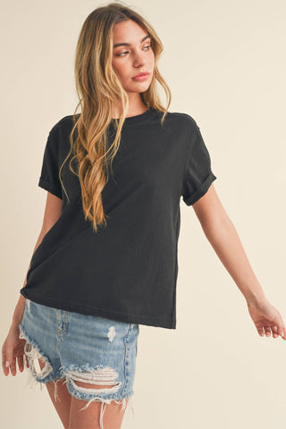 Mali Baby Tee Short Sleeve Top: Black