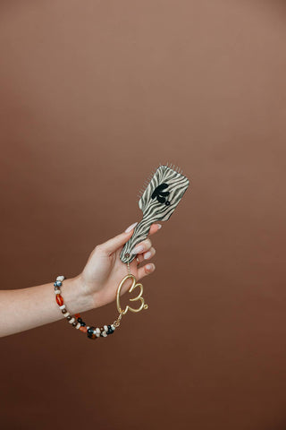 KAXI Mini Scalp to Ends Brush — Travel-Size Brush  Zebra
