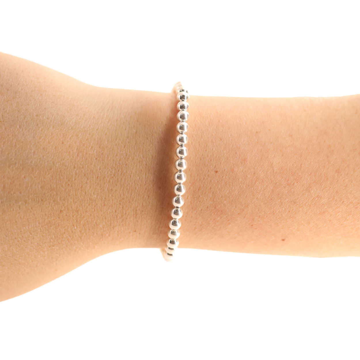 4MM Silver Beaded Bracelet: Standard 6.75 inch