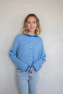 Piper Cardigan - Mini Striped Blue