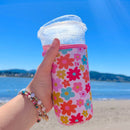 Cutie Cup Cover - Retro Florals - Iced Drink Sleeve: Large 24oz