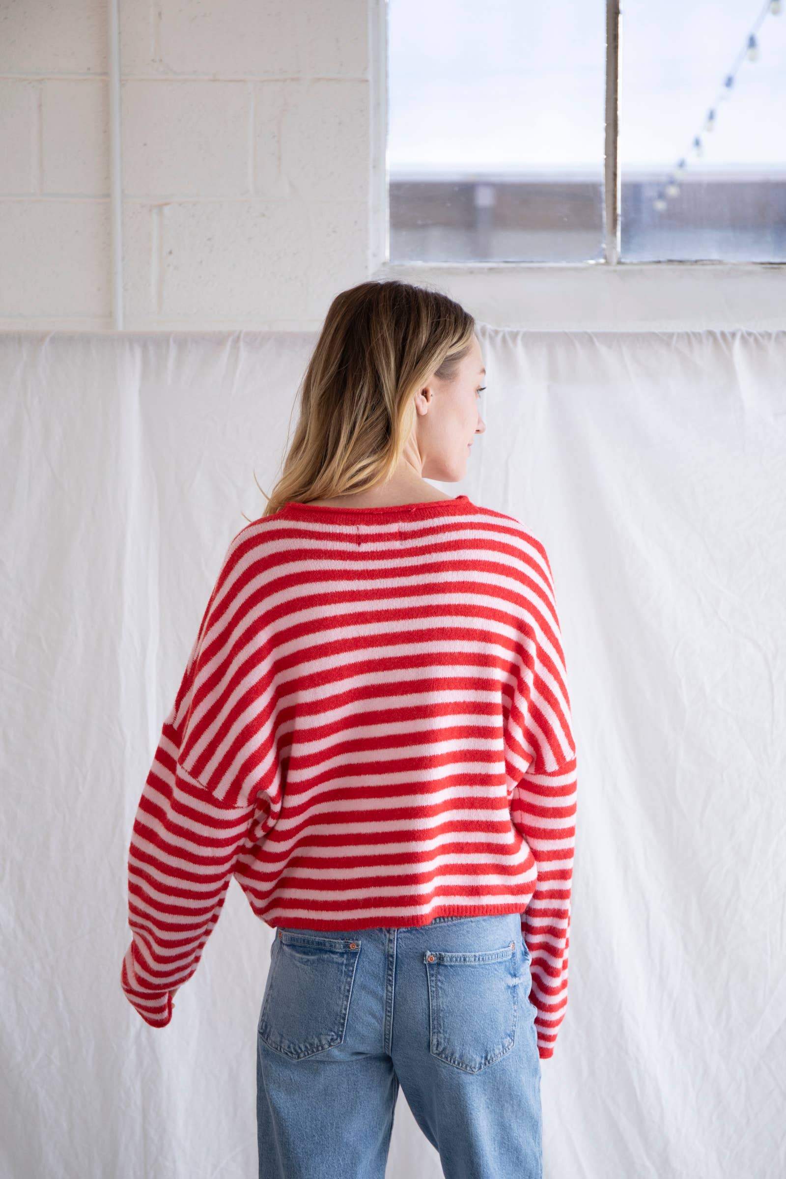 Piper Cardigan - Striped: Ivory-Black