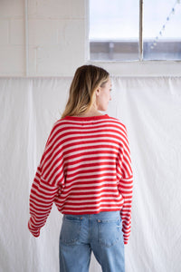 Piper Cardigan - Striped: Ivory-Black
