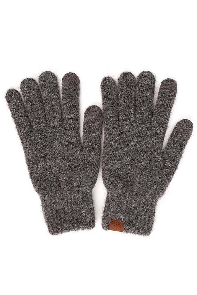 C.C Heather Knit Plain Gloves: Cacao