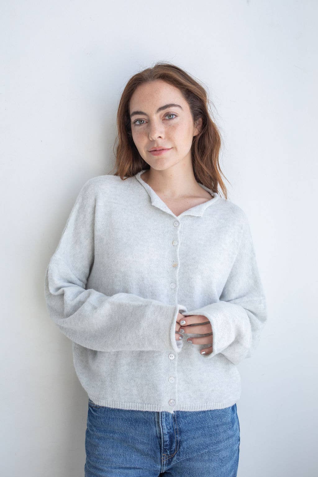 Light Grey Piper Cardigan: Light Grey