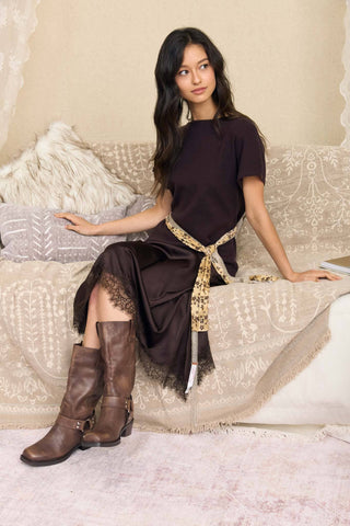 After Hours Lace Midi Dress Chocolate