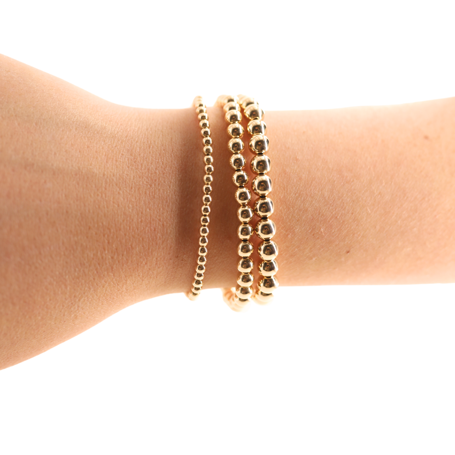 6MM Gold Beaded Bracelet: Standard 6.75 inch