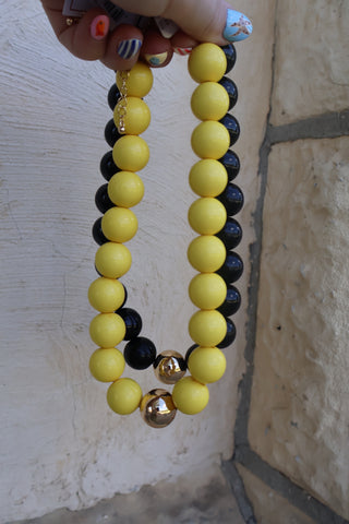 Marjorie Game Day Gumball Beaded Necklace: Yellow
