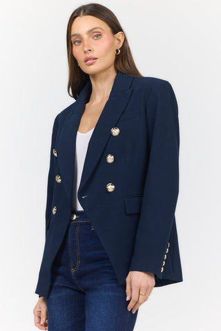 Dear John Rowena double-breasted blazer in Black Iris - side