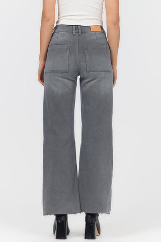 Dear John Audrey grey wide leg jeans detail