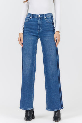 Dear John Margot high rise straight leg jeans in Drifting blue wash