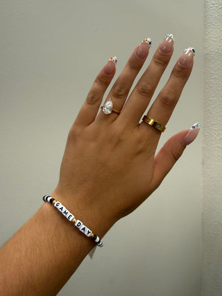 Game Day Beaded Bracelet Black & White
