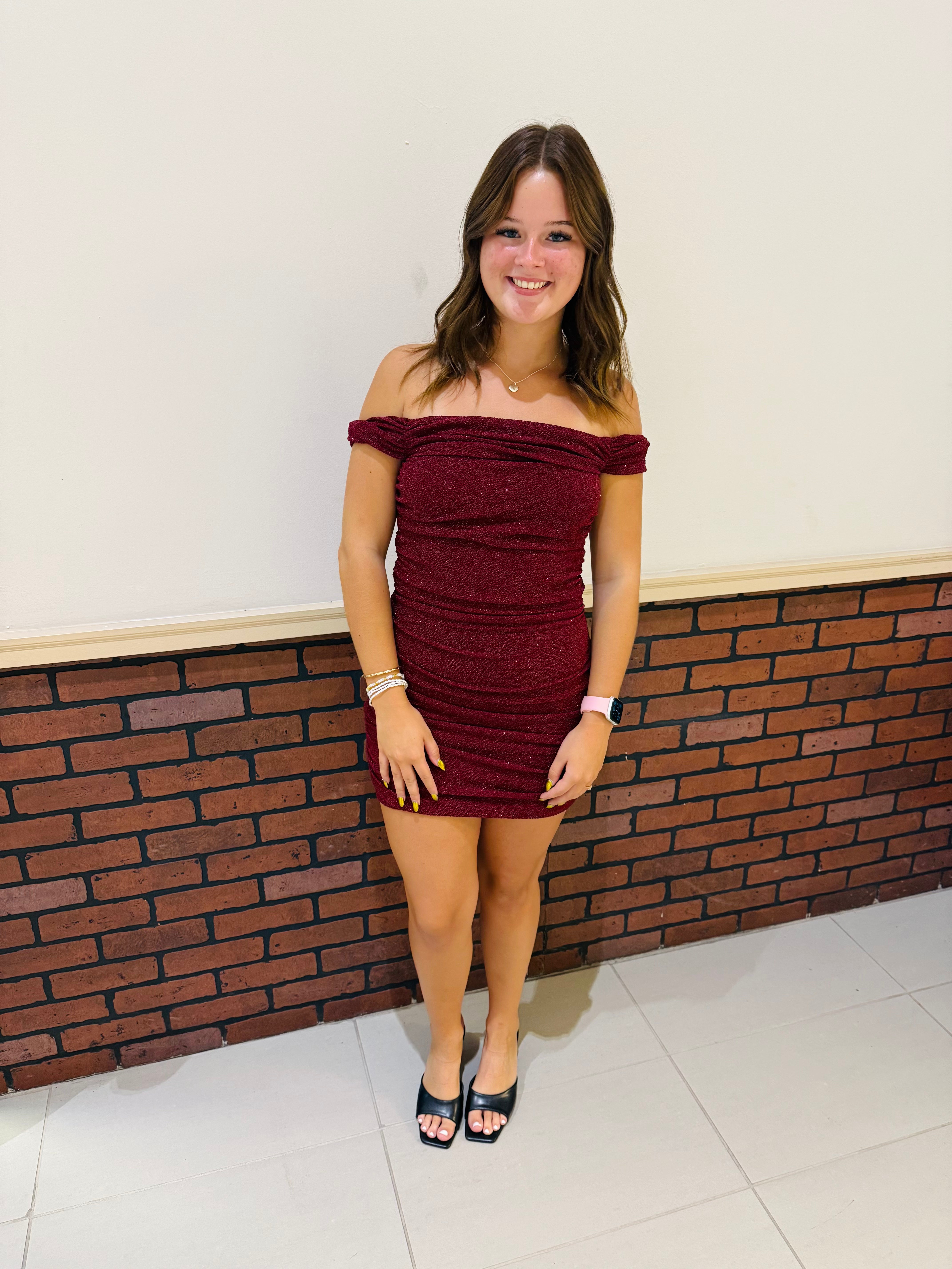 Shimmer Mini Dress Burgundy